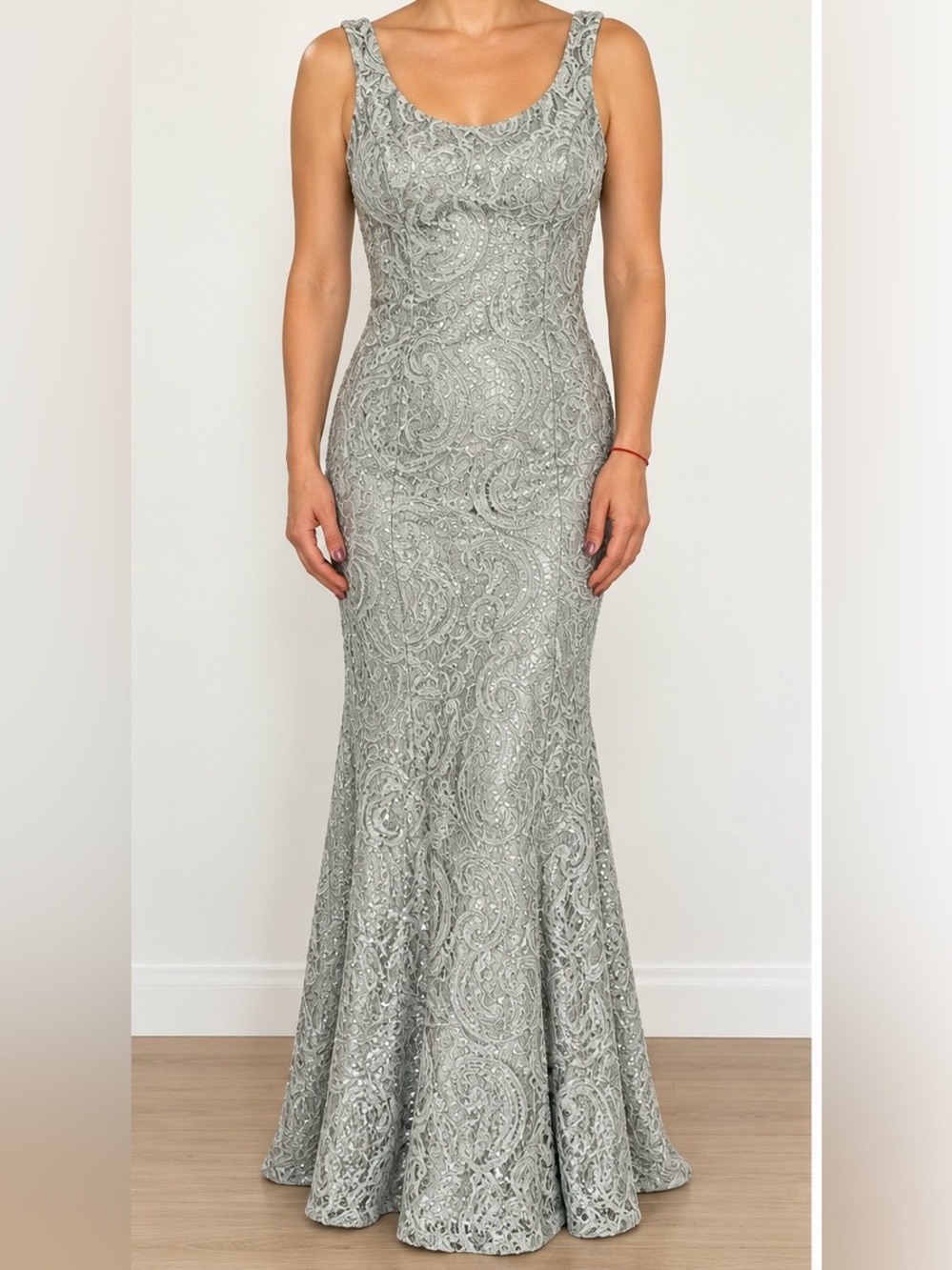 Speechless Silver Lace Maxi Dress